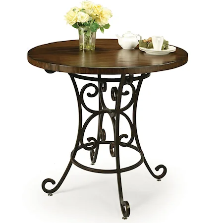 47.5" Round Hard Wood Table with Scrolled Pedestal Base